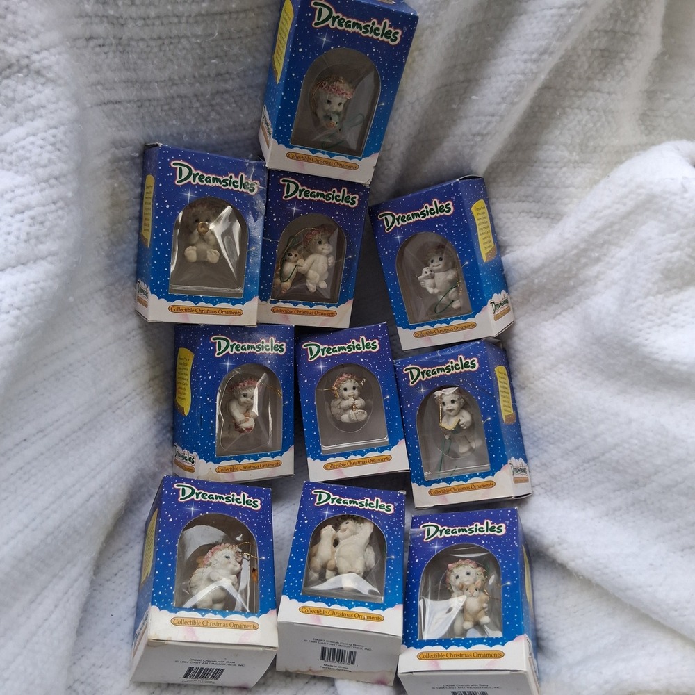 Vtg Dreamsicles Angels Cherubs Christmas Ornaments Lot of 10 in Boxes 1994